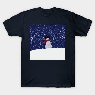 Snowman on a Snowy Hill T-Shirt